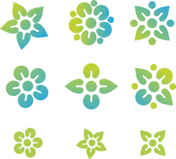 花和太阳图标彩色标志健康图片下载