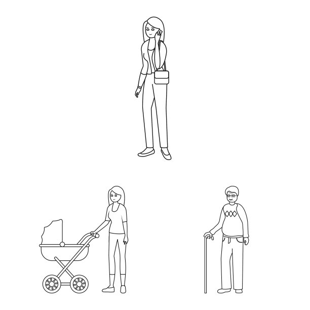 孤立对象幸福和字符标志集图片下载