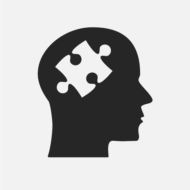 灰色拼图剪影头拼图图片下载