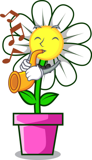 用小号的雏菊花做卡通吉祥物图片下载