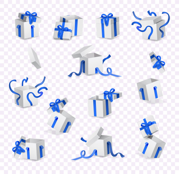 卡通礼品盒丝带蝴蝶结套图片下载