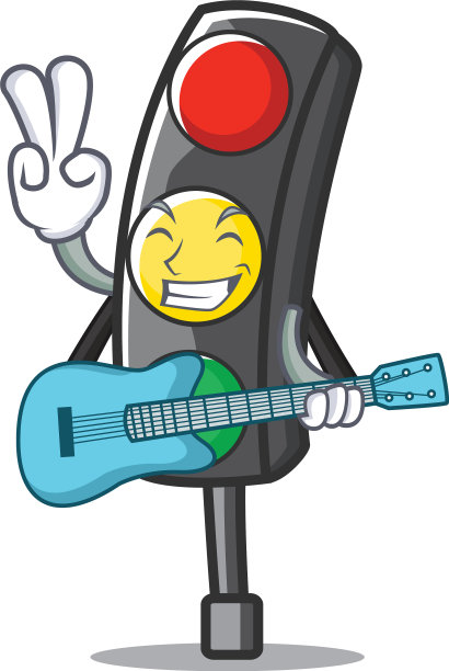 用吉他配红绿灯的卡通人物图片下载