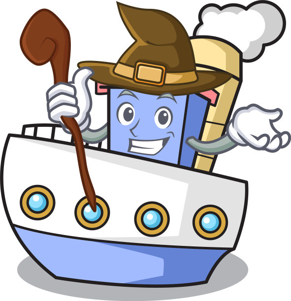 女巫船吉祥物卡通风格图片下载