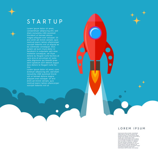 启动火箭发射卡通风格图片下载