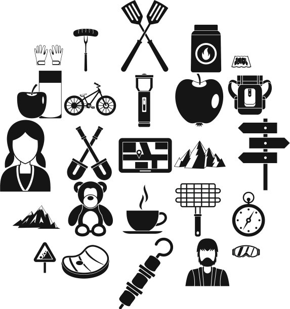 家庭烧烤图标设置简单的风格图片下载