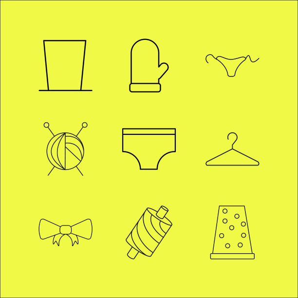 服装和服装线性图标设置简单的轮廓图片下载