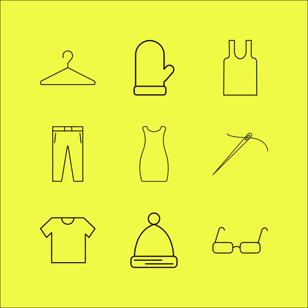 服装和服装线性图标设置简单的轮廓图片下载