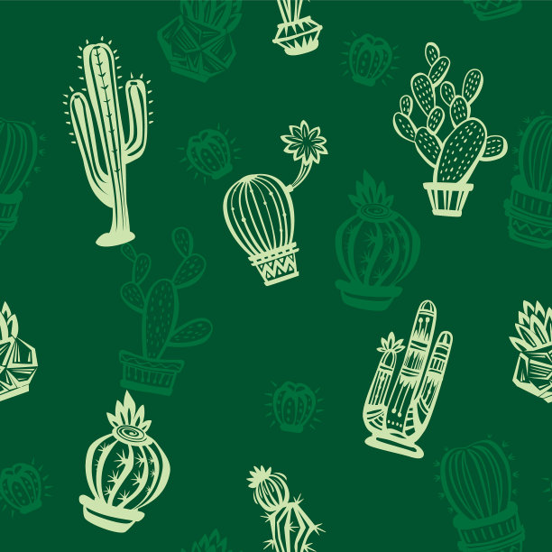 可爱的仙人掌无缝图案图片下载