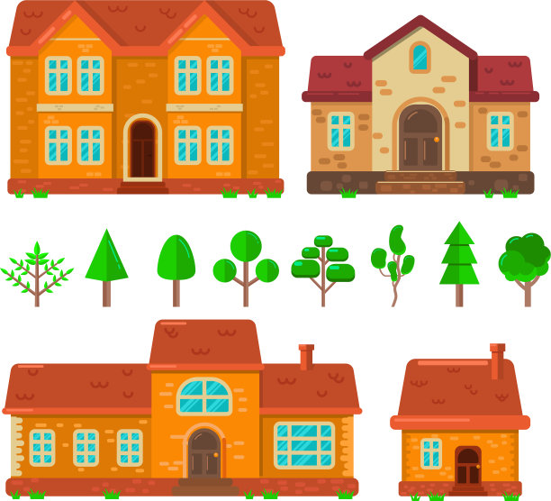 套房以扁平化风格为设计元素图片下载