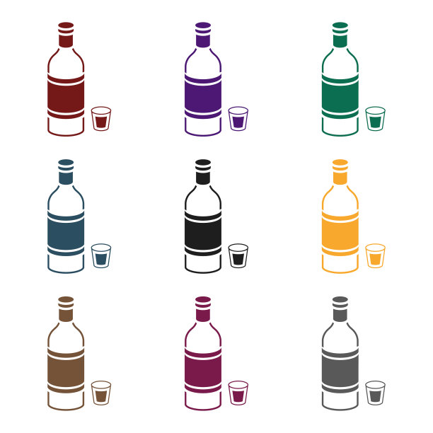 伏特加图标在黑色风格孤立在白色图片下载