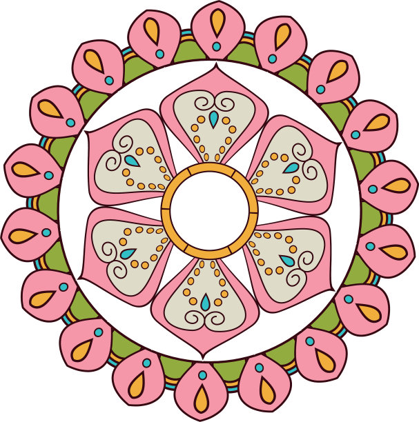 花曼陀罗复古装饰元素图片下载