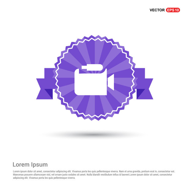 照片相机图标-紫色丝带横幅图片下载