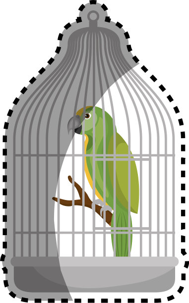 可爱的鸟鹦鹉在笼子吉祥物图片下载