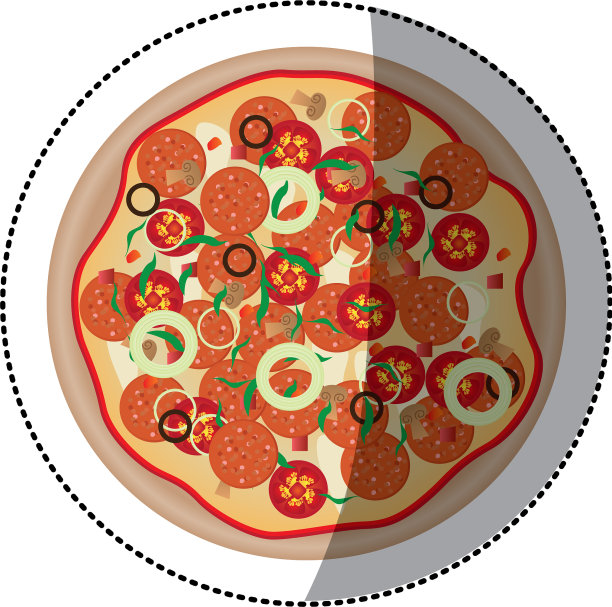 贴纸彩色圆形披萨图标快餐图片下载