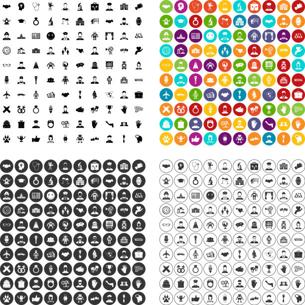 100个握手图标设置变体图片下载