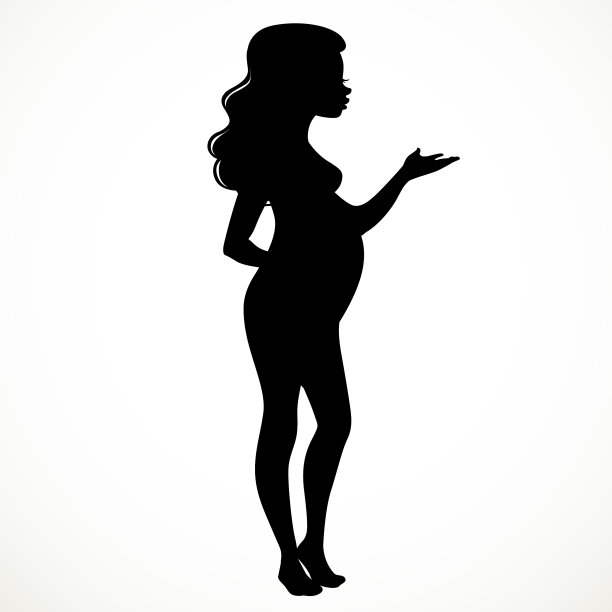 一个孕妇全身的黑色剪影图片下载