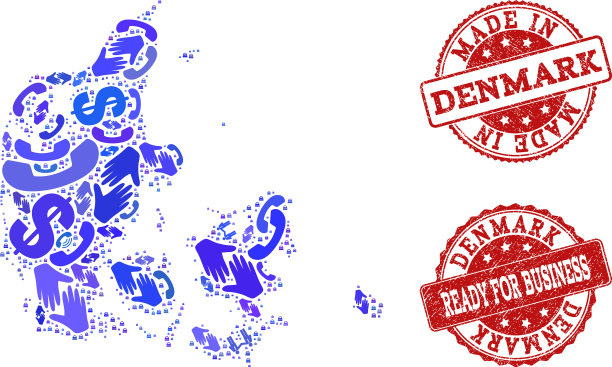 业务联系拼贴丹麦马赛克地图图片下载