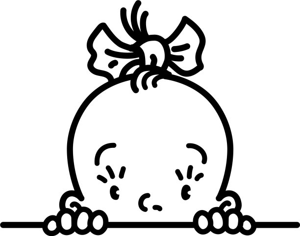 宝宝图标脸的小女孩线条画图片下载