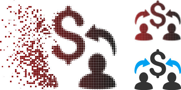 分解像素半色调货币兑换图标图片下载