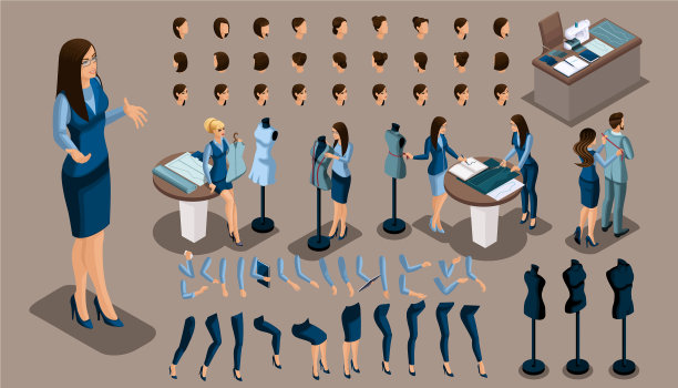 等距是一个复古裁缝的一套手势图片下载