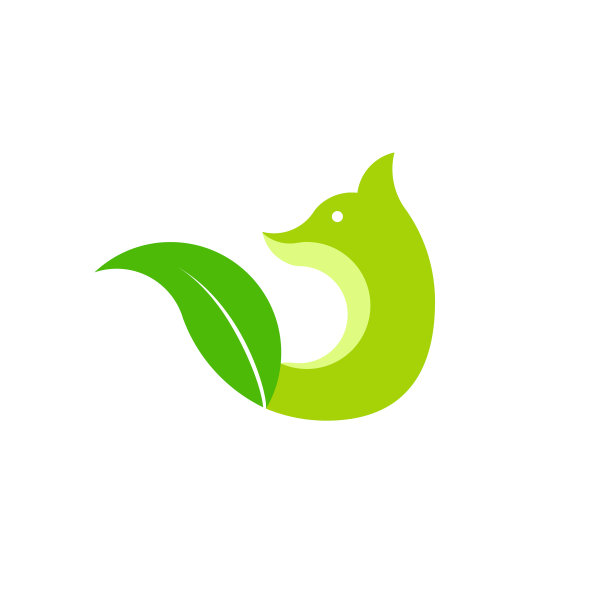 狐狸和叶子的绿色标志图片下载