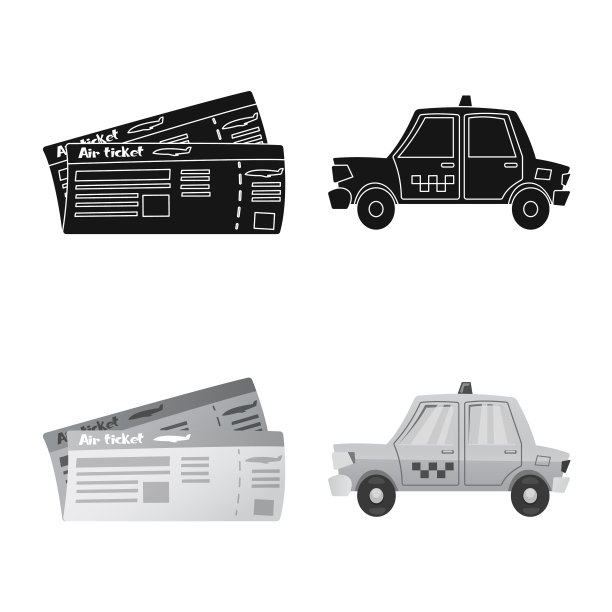 机场和飞机图标集的孤立对象图片下载