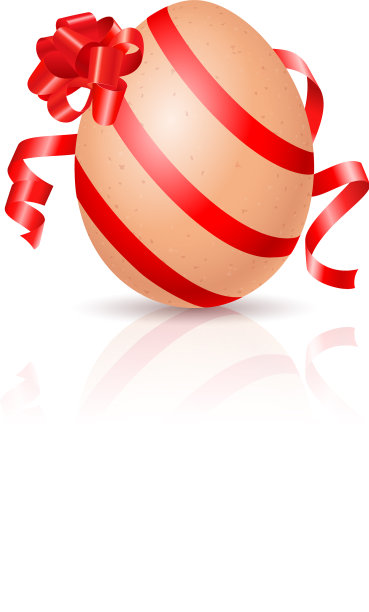 单枚白丝带红丝带的复活节彩蛋图片下载