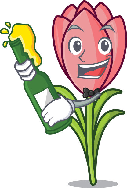 与啤酒番红花卡通吉祥物图片下载