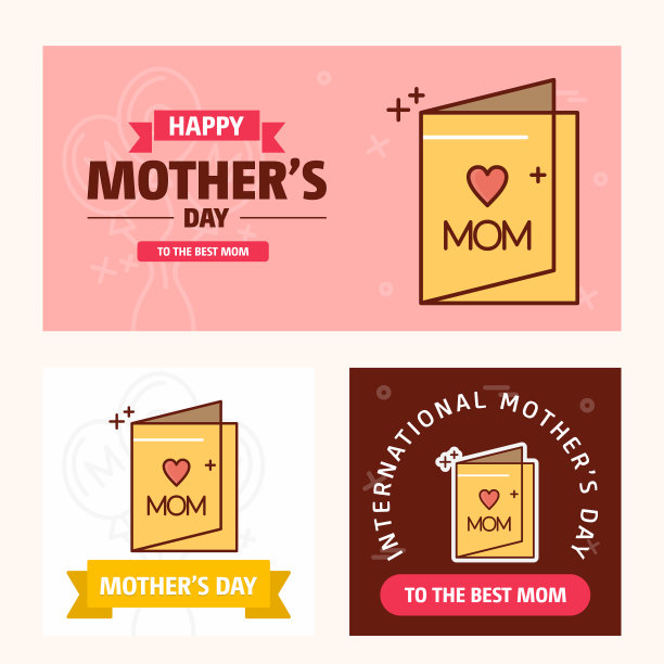 有创意的标志和粉色主题的母亲节贺卡图片下载
