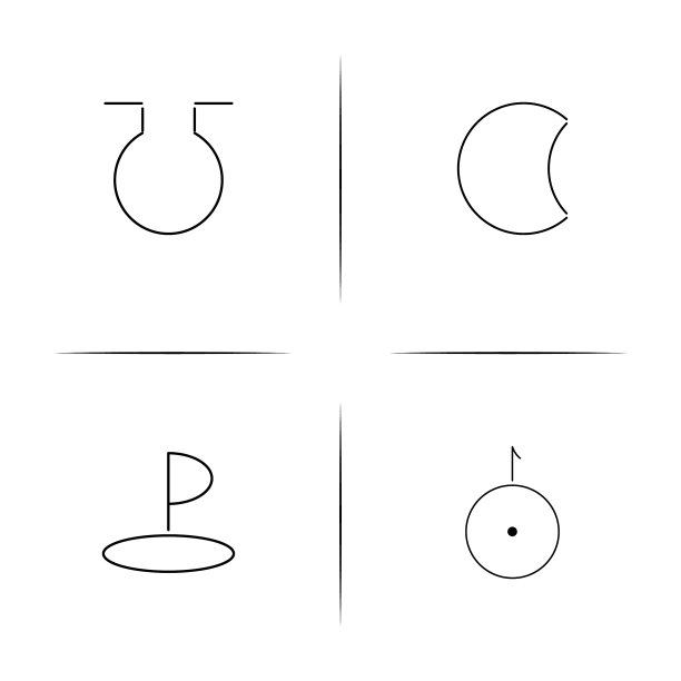 占星术简单的线性图标设置简单的轮廓图片下载