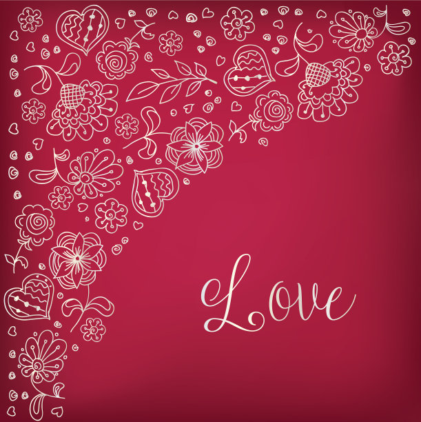 手绘花涂鸦心背景图片下载