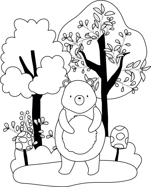 秋季孤立熊卡通图片下载