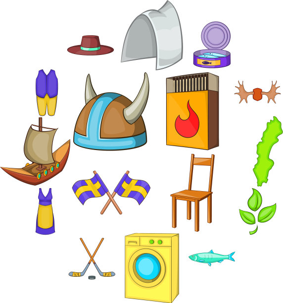 瑞典图标设置卡通风格图片下载