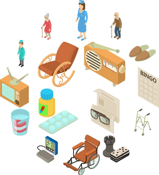 疗养院的图标设置等距样式图片下载