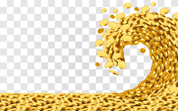 钱的浪潮掀起了金币的巨浪图片下载