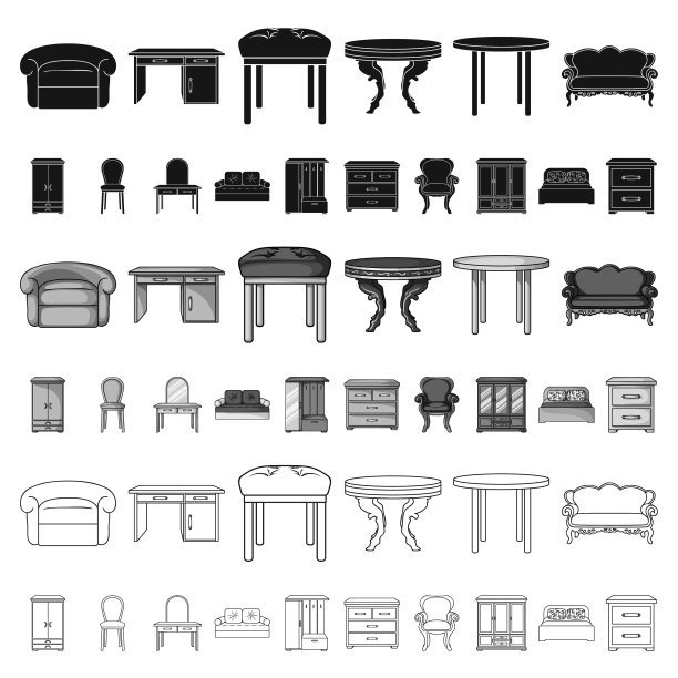 家具和室内卡通图标设置图片下载