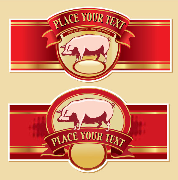 肉铺猪肉标签上有猪图片下载