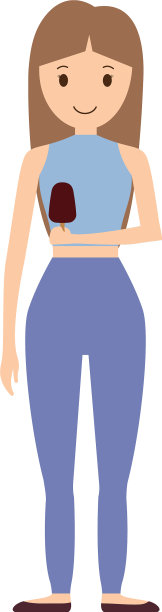 棕色头发，吃着巧克力冰淇淋的女人图片下载