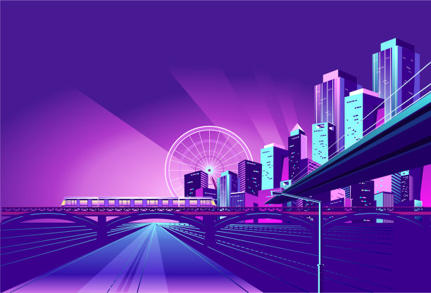 夜晚霓虹的城市图片下载