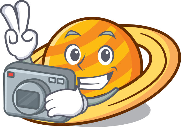 摄影师行星土星吉祥物卡通图片下载