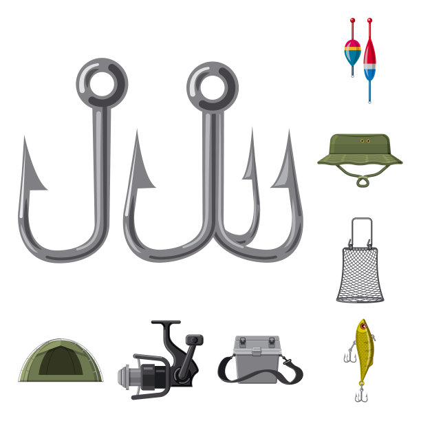 鱼和钓鱼标志的设计图片下载