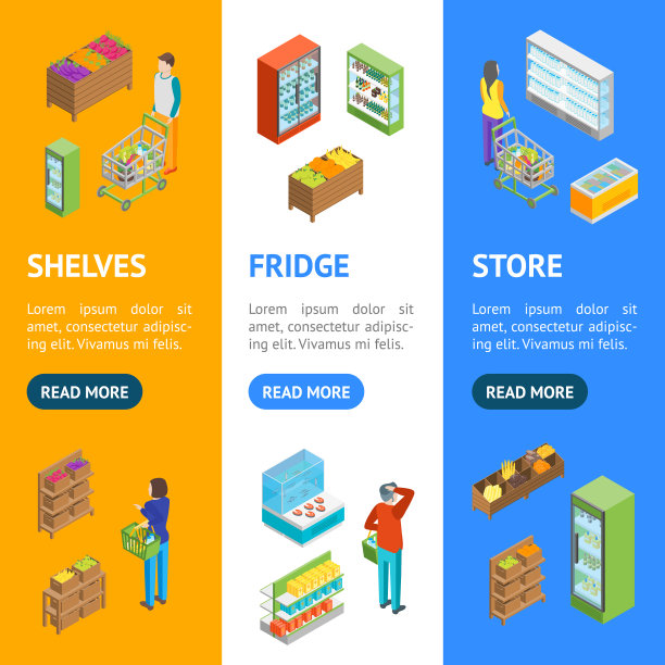 超市或商店横幅垂直设置等距图片下载