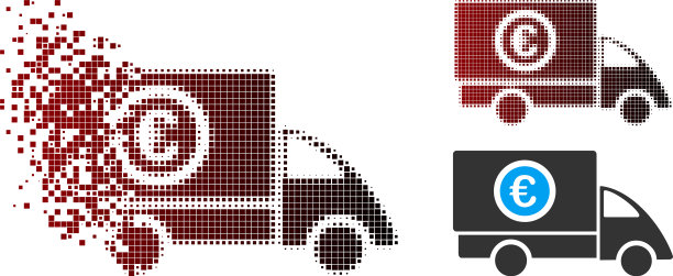 破碎像素半色调欧元交付图标图片下载