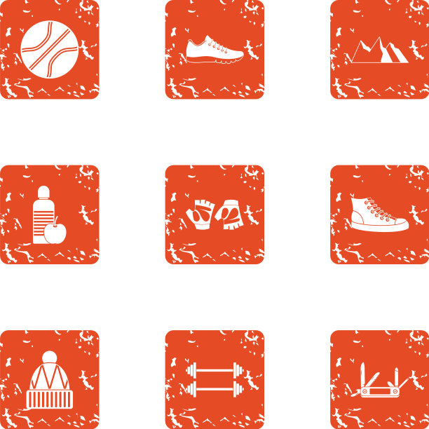 正确的运动图标设置垃圾摇滚风格图片下载