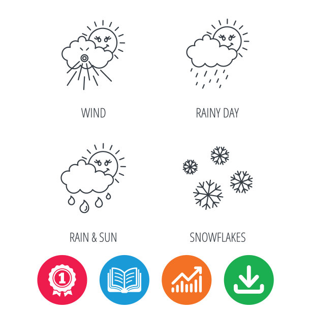 雪花、太阳和雨图标图片下载