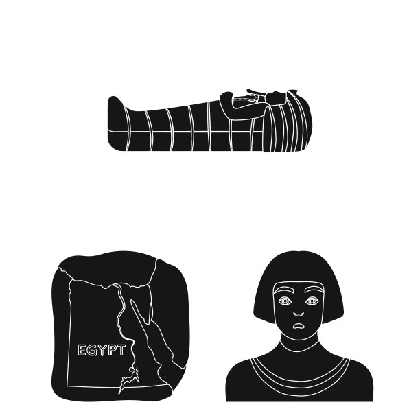 古埃及黑色图标集合为图片下载