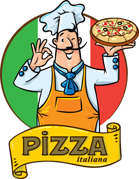 有趣的意大利厨师披萨徽章设计图片下载