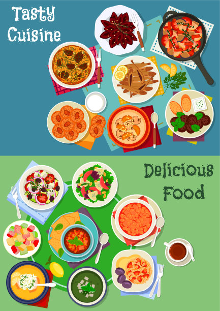 希腊俄罗斯美食菜单图标集图片下载
