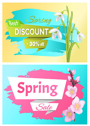 春季销售樱花广告标签分公司图片下载