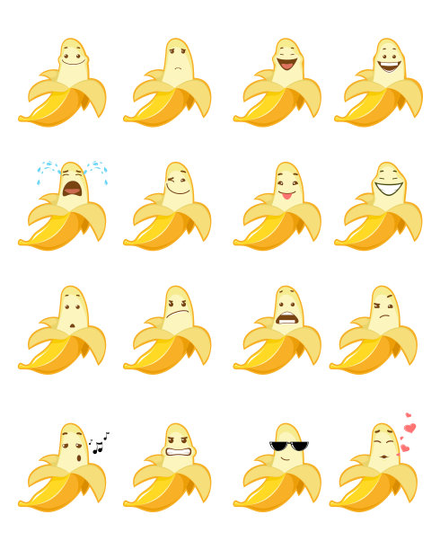 16个香蕉emojis图片下载